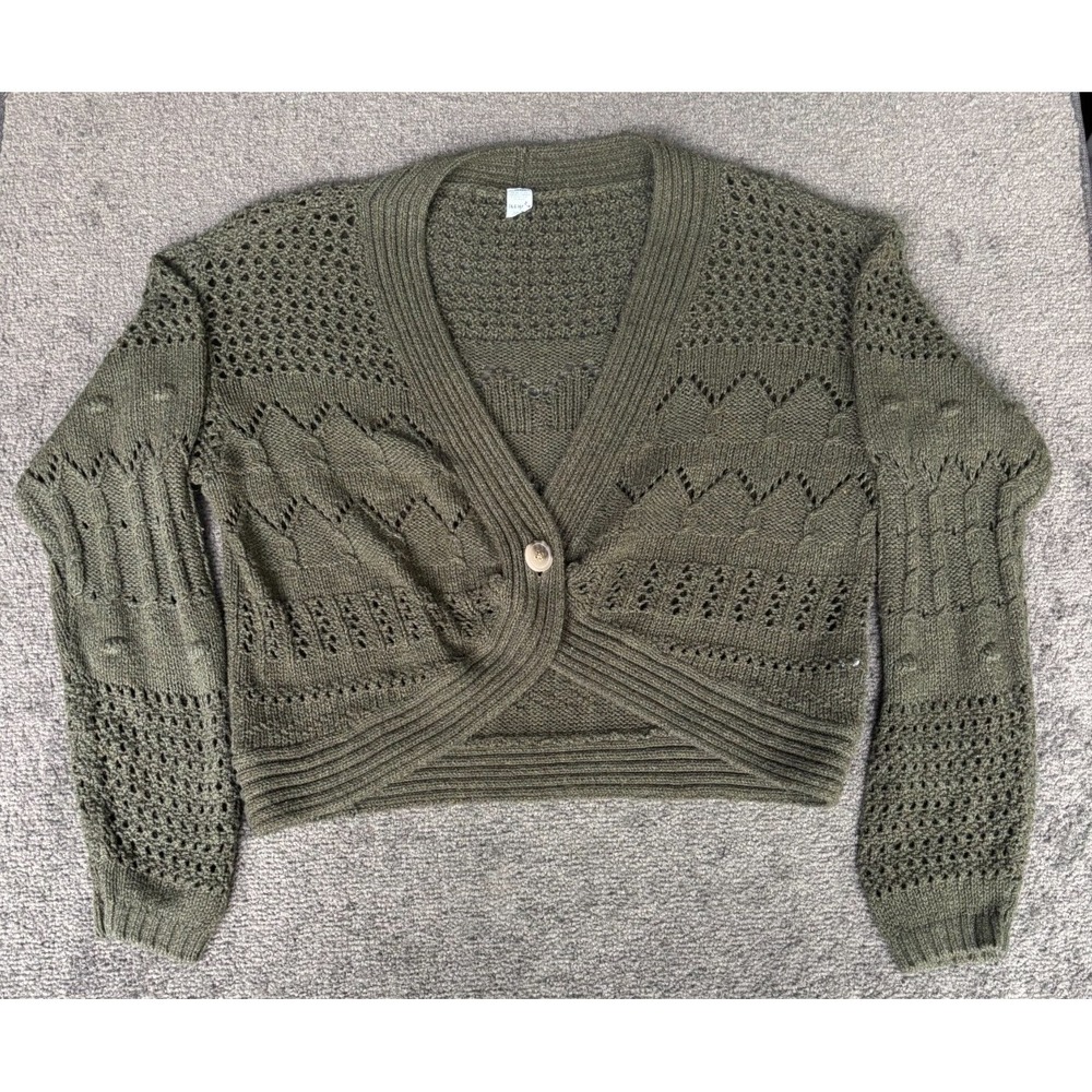 Old Navy Sweater Womens Small Petite Gray Knit Long Sleeve Cotton V-Neck Classic